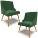 Kit 2 Cadeiras Decorativas Sala de Jantar Pés Palito de Madeira Firenze Veludo Verde/Natural G19 - Gran Belo