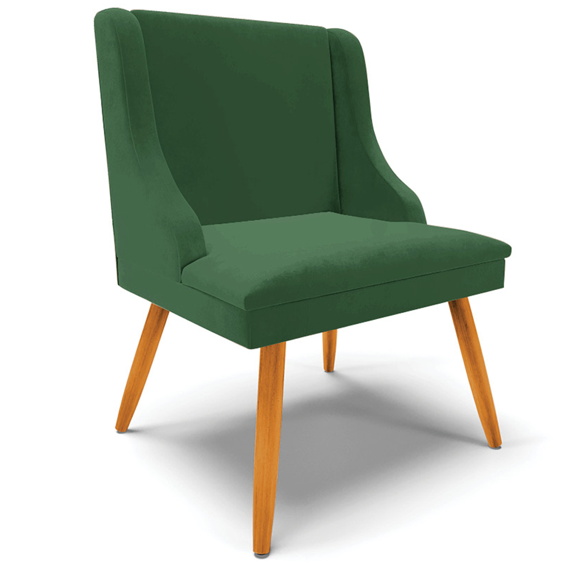 Kit 2 Cadeiras Decorativas Sala de Jantar Pés Palito de Madeira Firenze Veludo Verde/Natural G19 - Gran Belo