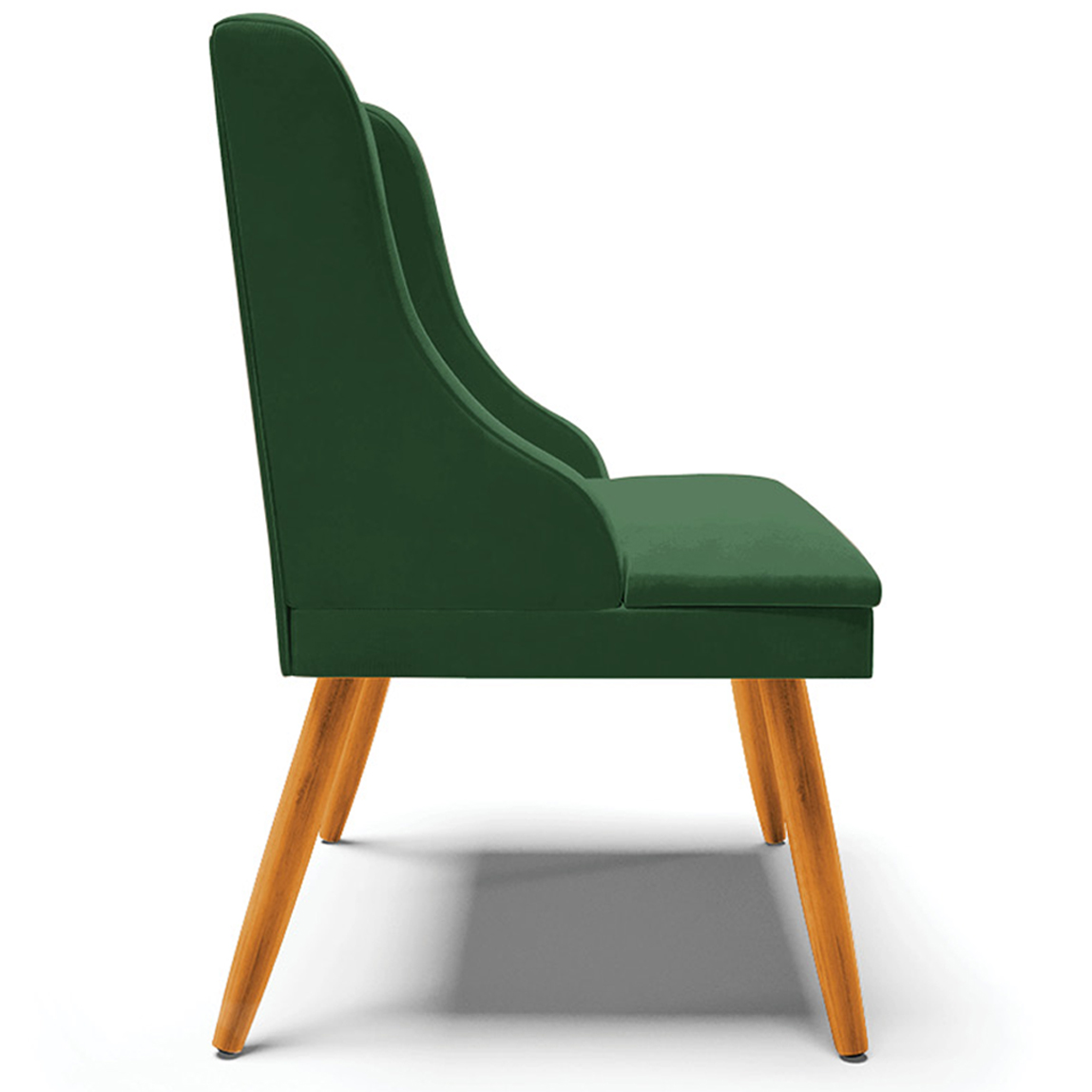 Kit 2 Cadeiras Decorativas Sala de Jantar Pés Palito de Madeira Firenze Veludo Verde/Natural G19 - Gran Belo