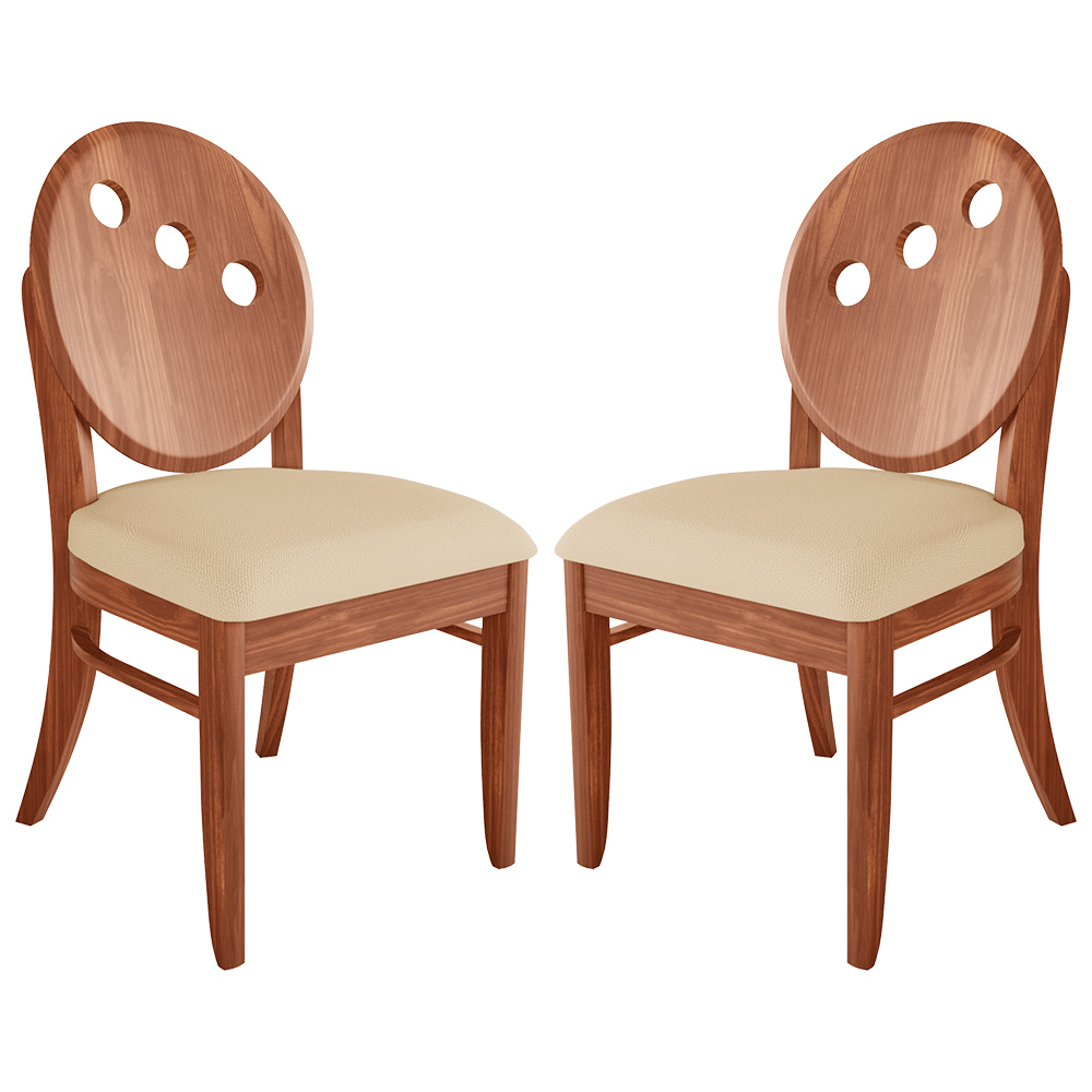 Kit 2 Cadeiras Decorativas Sala de Jantar Teseu Madeira Maciça Poliéster Bege/Imbuia G42 - Gran Belo