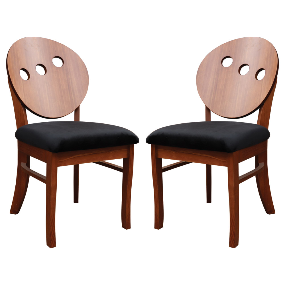 Kit 2 Cadeiras Decorativas Sala de Jantar Teseu Madeira Maciça Poliéster Preto/Imbuia G42 - Gran Belo