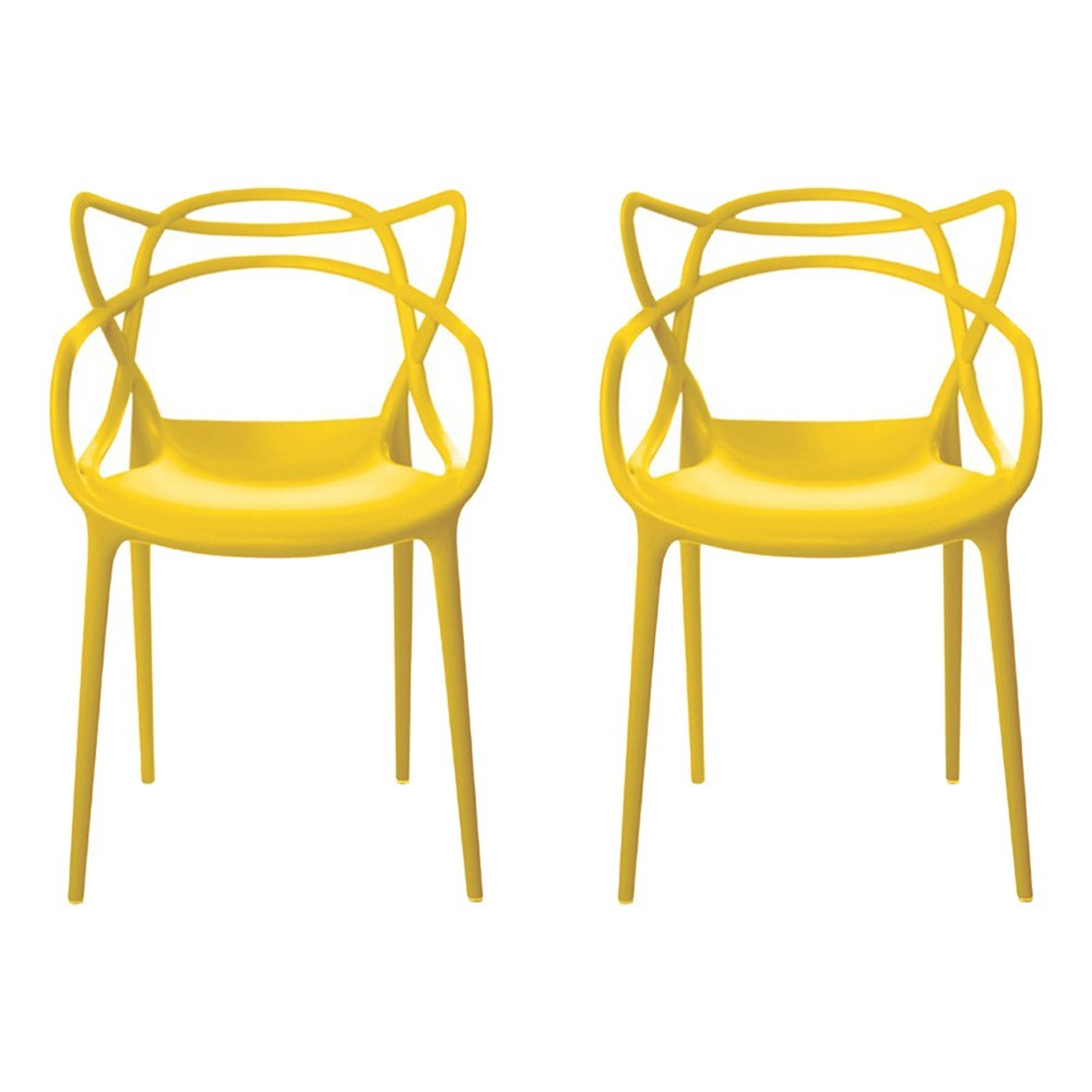 Kit 2 Cadeiras Decorativas Sala e Cozinha Feliti (PP) Amarela G56 - Gran Belo