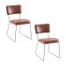 Kit 2 Cadeiras de Jantar Decorativa Base Aço Preto Luigi PU Caramelo G17 - Gran Belo