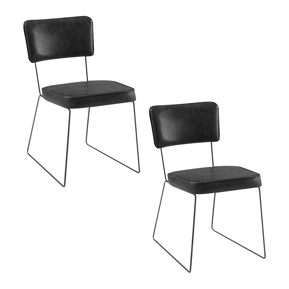 Kit 2 Cadeiras de Jantar Decorativa Base Aço Preto Luigi PU Preto G17 - Gran Belo