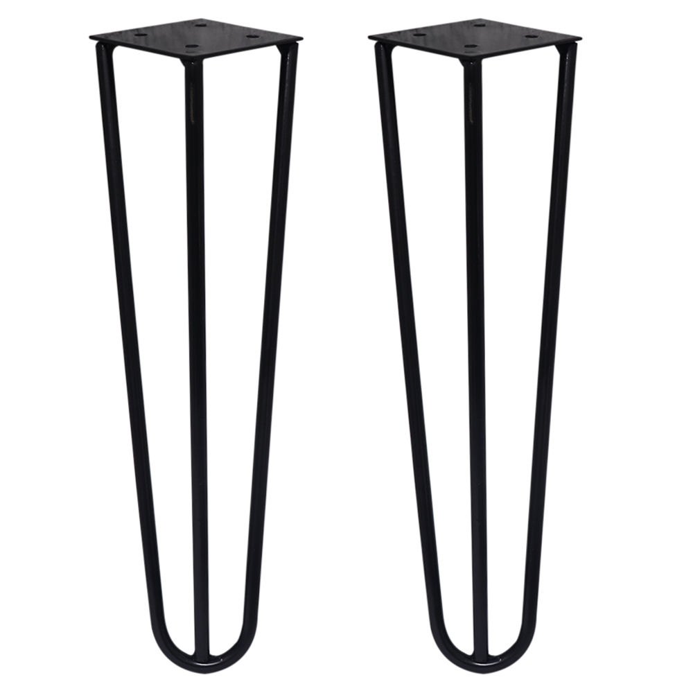 Kit 2 Pés de Metal 25 CM Hairpin Legs Mesas de Centro Puffs Preto G41