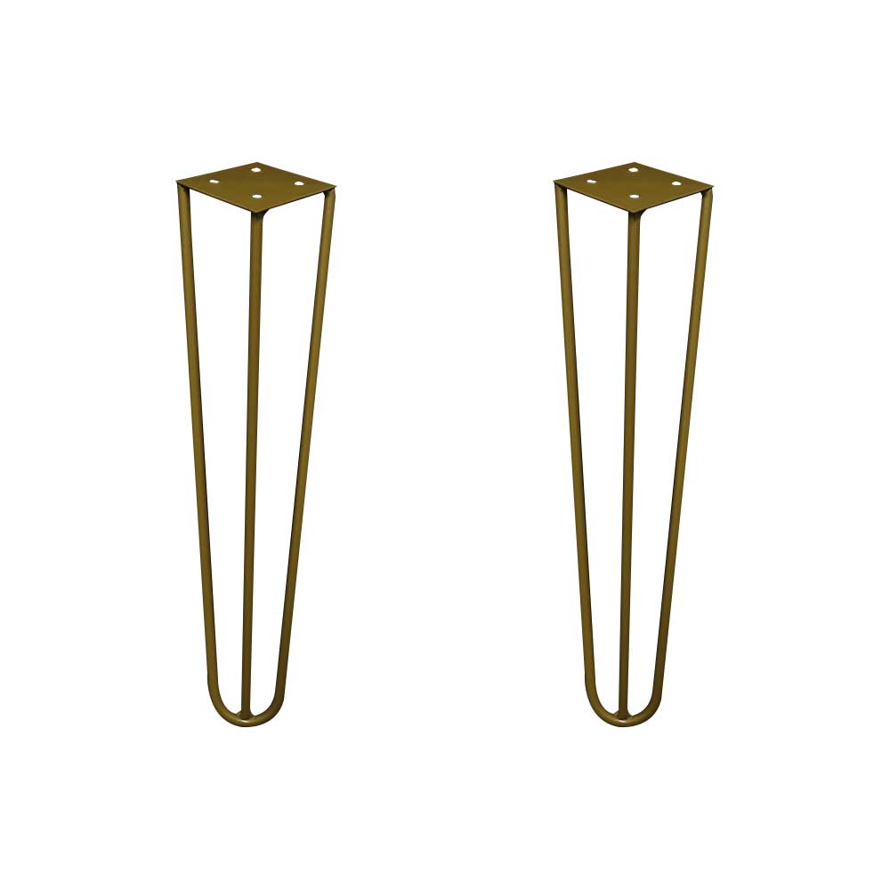 Kit 2 Pés de Metal 30 CM Hairpin Legs Mesa de Canto Rack e Puffs Dourado G41