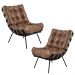 Kit 2 Poltrona Decorativa Sala de Estar Costela Base Preta Couro Mel G34 - Gran Belo