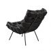 Kit 2 Poltrona Decorativa Sala de Estar Costela Base Preta Couro Preto G34 - Gran Belo