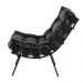 Kit 2 Poltrona Decorativa Sala de Estar Costela Base Preta Couro Preto G34 - Gran Belo