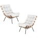 Kit 2 Poltrona Decorativa Sala de Estar Costela Couro Branco G34 - Gran Belo