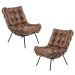 Kit 2 Poltrona Decorativa Sala de Estar Costela Couro Mel G34 - Gran Belo