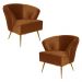 Kit 2 Poltrona Decorativa Sala de Estar Lucca Veludo Telha G15 - Gran Belo
