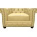 Kit 2 Poltronas Chesterfield com Pés Madeira Couro Bege G40 - Gran Belo