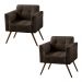 Kit 2 Poltronas Decorativa Bia Couro Marrom G58 - Gran Belo