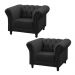 Kit 2 Poltronas Decorativa Maggiore Couro Preto G58 - Gran Belo