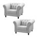Kit 2 Poltronas Decorativa MaggioreCouro Branco G58 - Gran Belo