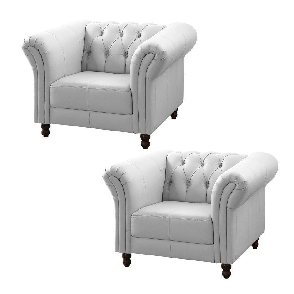 Kit 2 Poltronas Decorativa MaggioreCouro Branco G58 - Gran Belo
