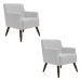 Kit 2 Poltronas Decorativa Nagoya Pés Madeira Corano Branco - Gran Belo