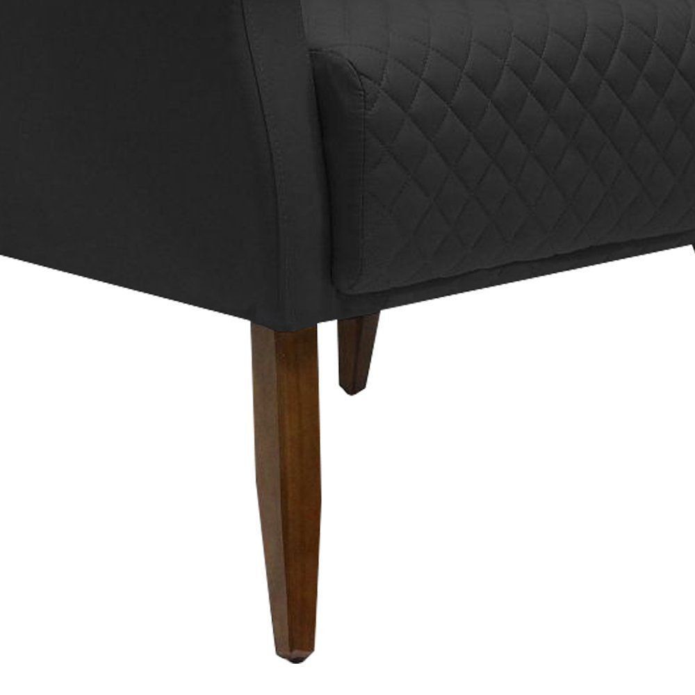 Kit 2 Poltronas Decorativa Nagoya Pés Madeira Corano Preto - Gran Belo
