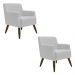 Kit 2 Poltronas Decorativa Nagoya Pés Madeira PU Sintético Branco G15 - Gran Belo