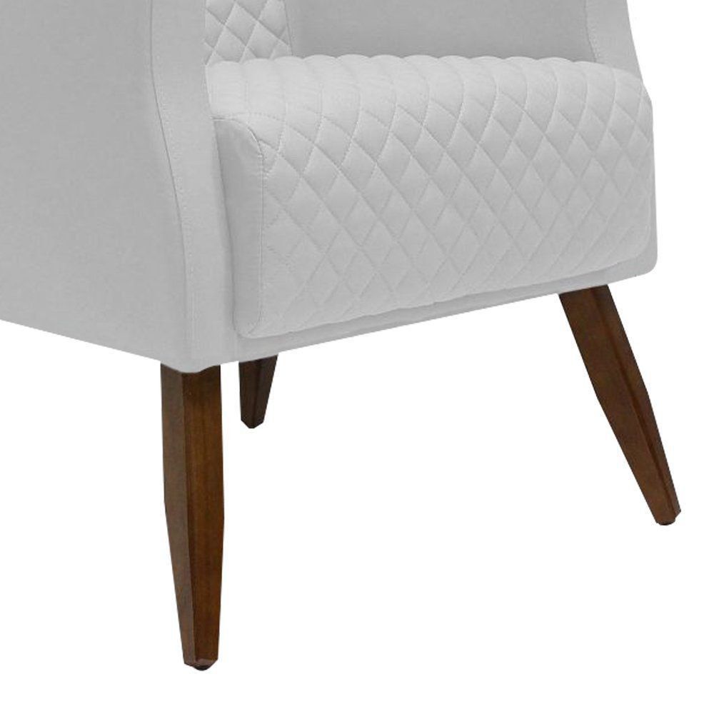 Kit 2 Poltronas Decorativa Nagoya Pés Madeira PU Sintético Branco G15 - Gran Belo