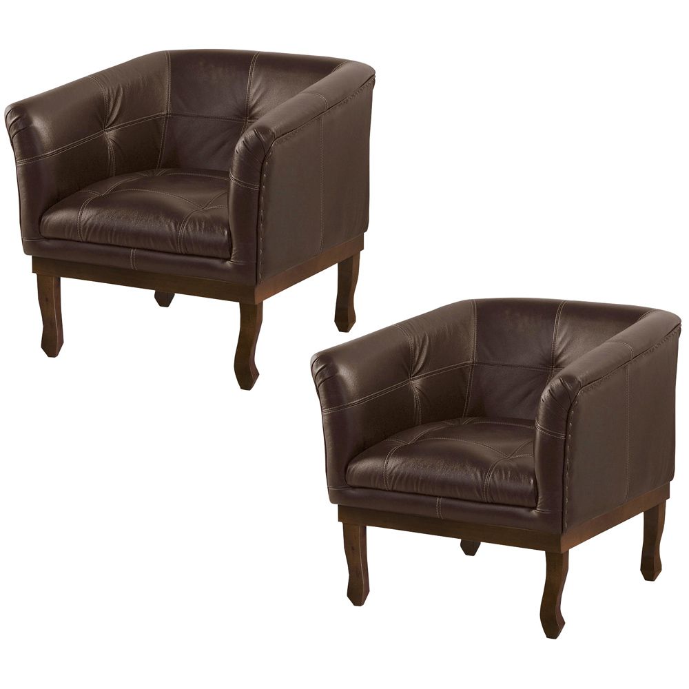 Kit 2 Poltronas Decorativa Noah Couro Conhaque - Gran Belo