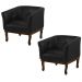 Kit 2 Poltronas Decorativa Noah Couro Preto Fosco - Gran Belo