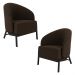 Kit 2 Poltronas Decorativa Sala de Estar Kenya Pés em Ferro Veludo Preto/Marrom G33 - Gran Belo