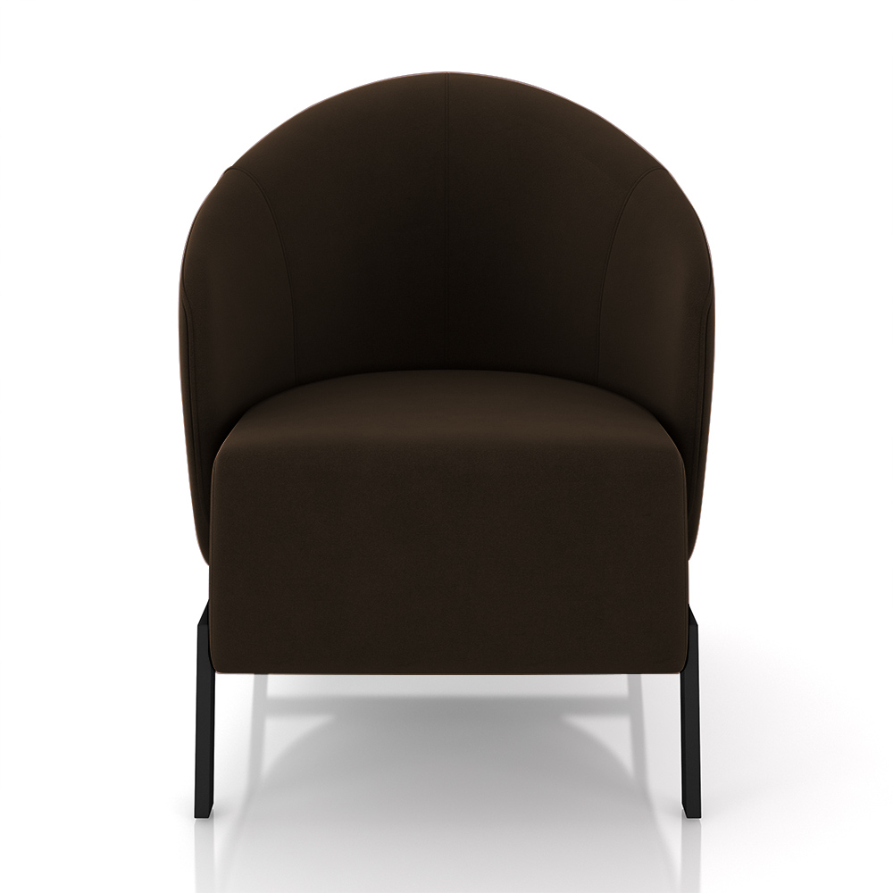 Kit 2 Poltronas Decorativa Sala de Estar Kenya Pés em Ferro Veludo Preto/Marrom G33 - Gran Belo