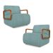 Kit 2 Poltronas Decorativa Sala de Estar Odessa Braços em Madeira Bouclê Azul G33 - Gran Belo