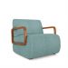 Kit 2 Poltronas Decorativa Sala de Estar Odessa Braços em Madeira Bouclê Azul G33 - Gran Belo