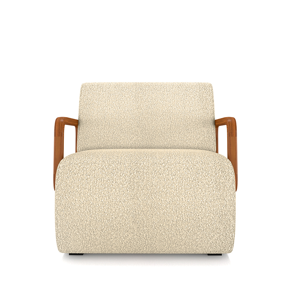 Kit 2 Poltronas Decorativa Sala de Estar Odessa Braços em Madeira Bouclê Bege G33 - Gran Belo