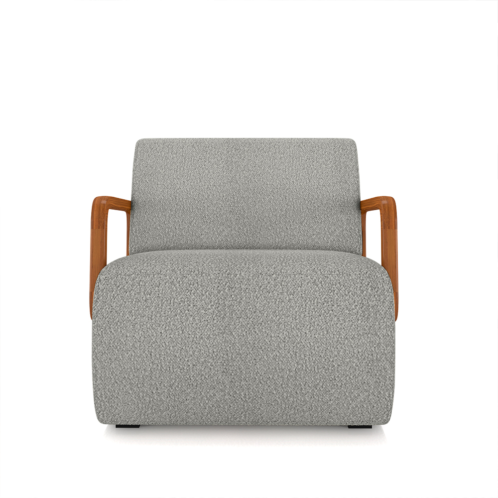 Kit 2 Poltronas Decorativa Sala de Estar Odessa Braços em Madeira Bouclê Cinza G33 - Gran Belo