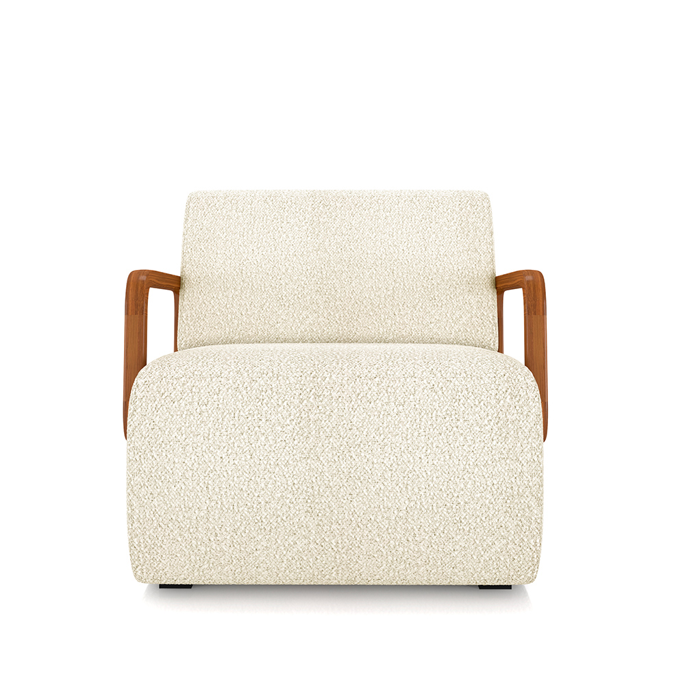 Kit 2 Poltronas Decorativa Sala de Estar Odessa Braços em Madeira Bouclê Off White G33 - Gran Belo