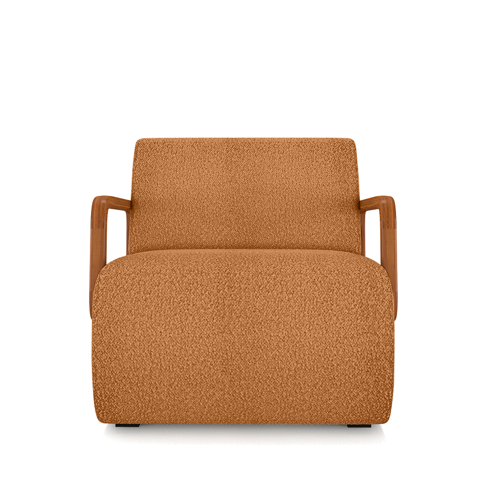 Kit 2 Poltronas Decorativa Sala de Estar Odessa Braços em Madeira Bouclê Terracota G33 - Gran Belo