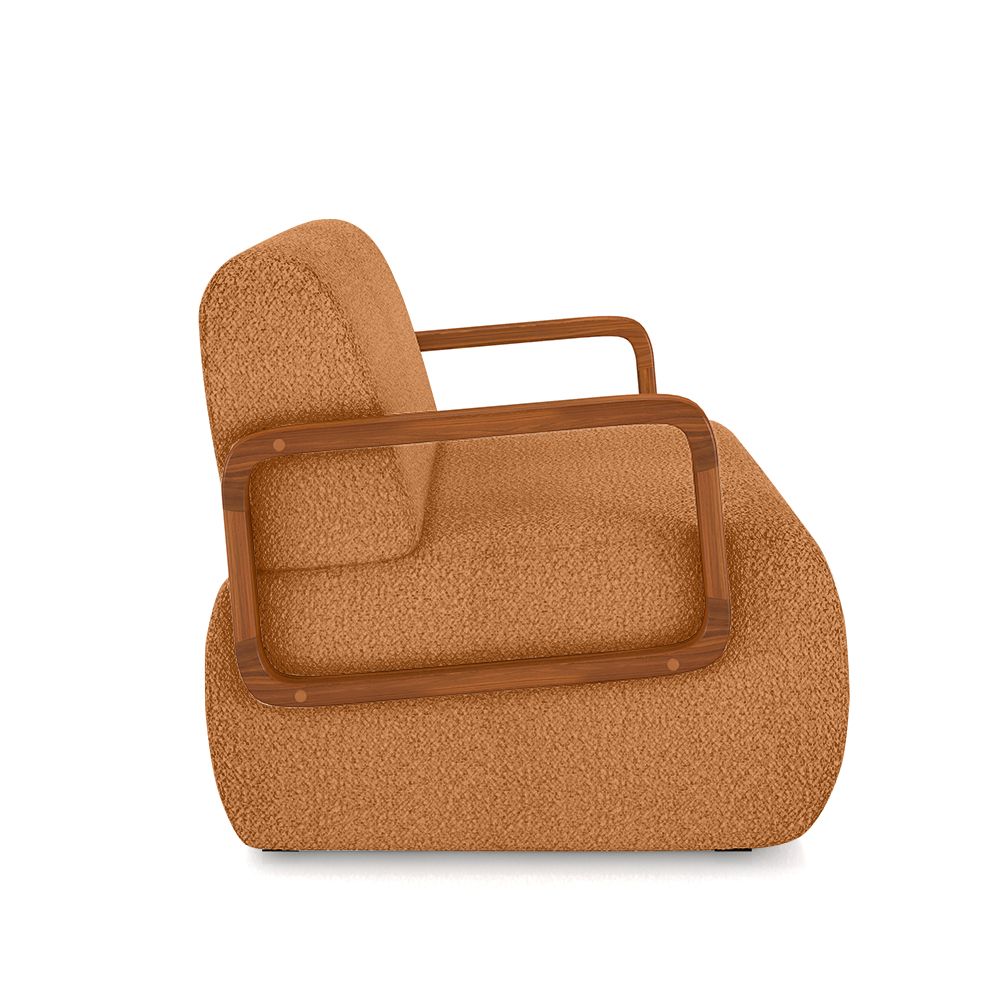 Kit 2 Poltronas Decorativa Sala de Estar Odessa Braços em Madeira Bouclê Terracota G33 - Gran Belo