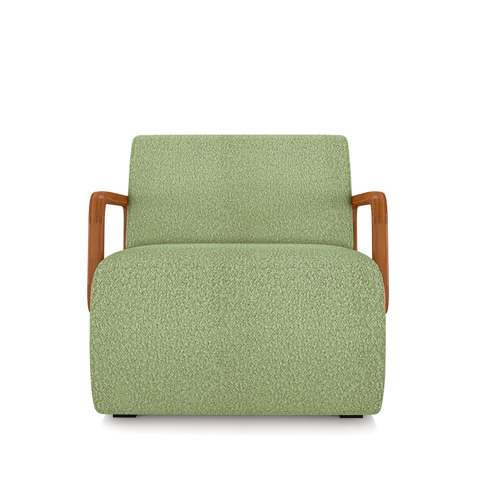 Kit 2 Poltronas Decorativa Sala de Estar Odessa Braços em Madeira Bouclê Verde Oliva G33 - Gran Belo