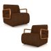 Kit 2 Poltronas Decorativa Sala de Estar Odessa Braços em Madeira PU Marrom G33 - Gran Belo