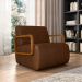 Kit 2 Poltronas Decorativa Sala de Estar Odessa Braços em Madeira PU Marrom G33 - Gran Belo