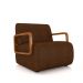 Kit 2 Poltronas Decorativa Sala de Estar Odessa Braços em Madeira PU Marrom G33 - Gran Belo