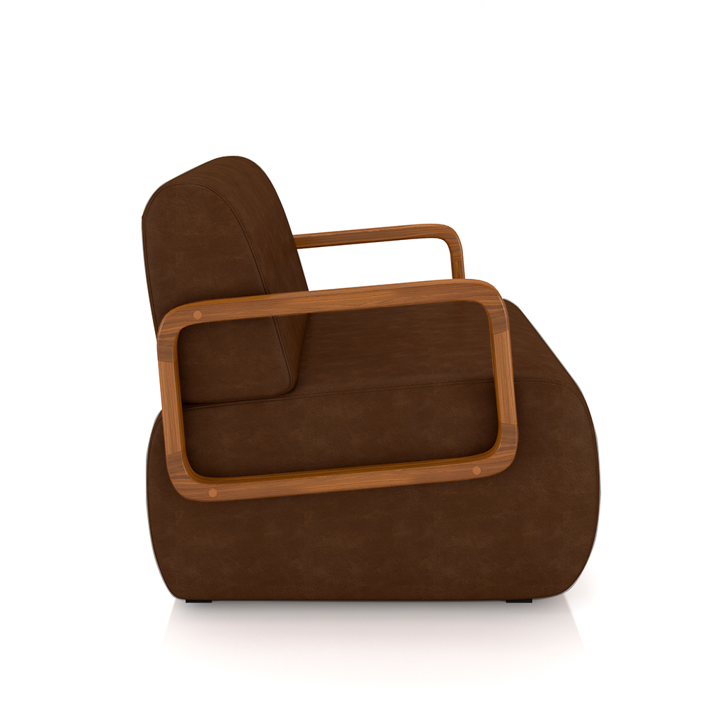 Kit 2 Poltronas Decorativa Sala de Estar Odessa Braços em Madeira PU Marrom G33 - Gran Belo