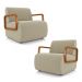 Kit 2 Poltronas Decorativa Sala de Estar Odessa Braços em Madeira Veludo Bege G33 - Gran Belo