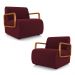 Kit 2 Poltronas Decorativa Sala de Estar Odessa Braços em Madeira Veludo Bordô G33 - Gran Belo