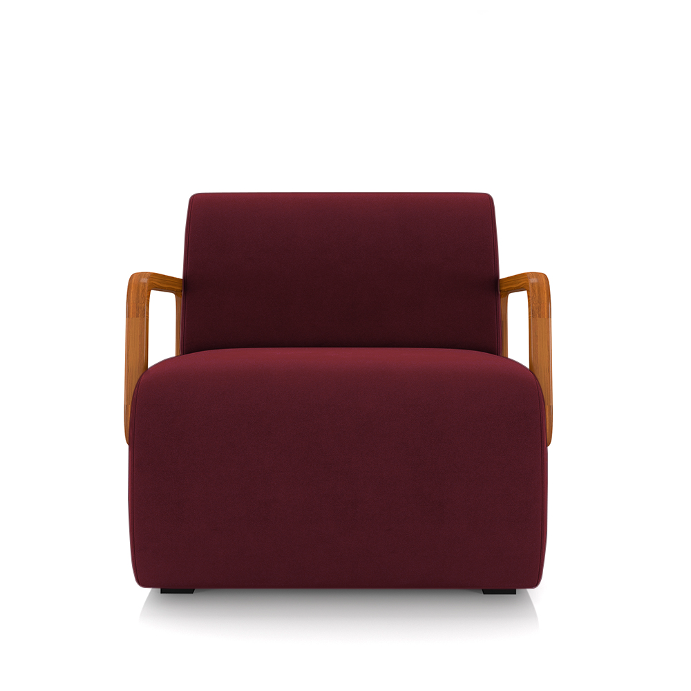 Kit 2 Poltronas Decorativa Sala de Estar Odessa Braços em Madeira Veludo Bordô G33 - Gran Belo