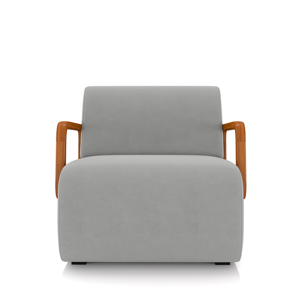 Kit 2 Poltronas Decorativa Sala de Estar Odessa Braços em Madeira Veludo Cinza Claro G33 - Gran Belo