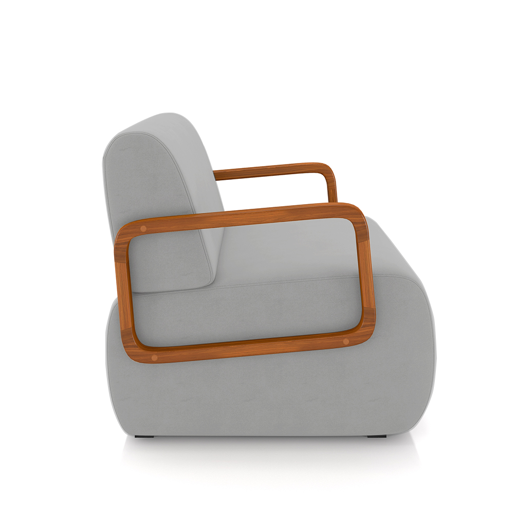Kit 2 Poltronas Decorativa Sala de Estar Odessa Braços em Madeira Veludo Cinza Claro G33 - Gran Belo