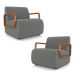 Kit 2 Poltronas Decorativa Sala de Estar Odessa Braços em Madeira Veludo Cinza G33 - Gran Belo
