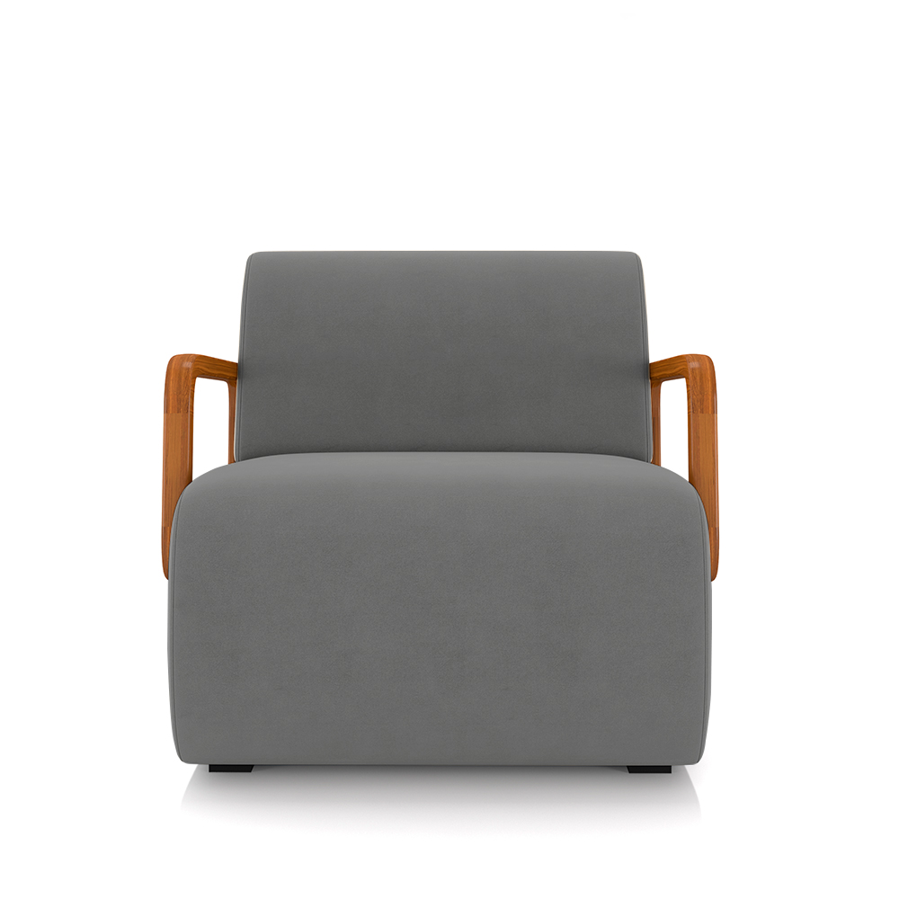 Kit 2 Poltronas Decorativa Sala de Estar Odessa Braços em Madeira Veludo Cinza G33 - Gran Belo