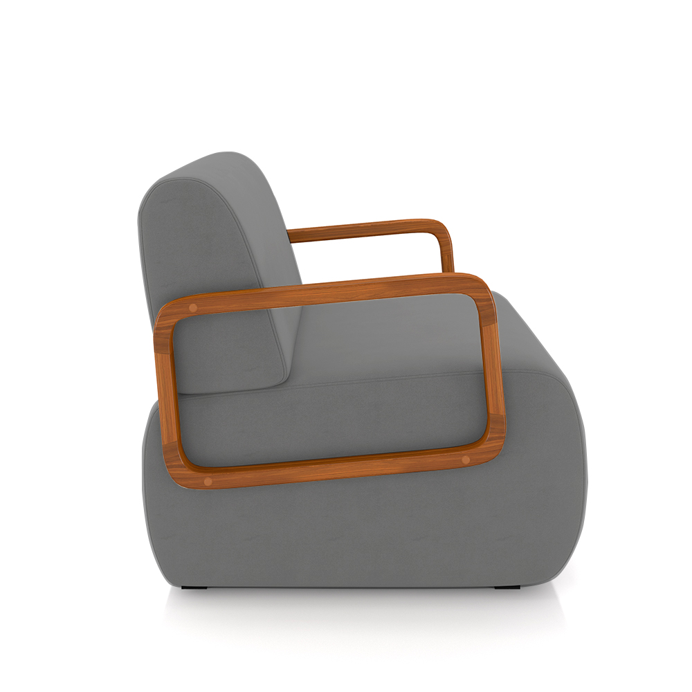Kit 2 Poltronas Decorativa Sala de Estar Odessa Braços em Madeira Veludo Cinza G33 - Gran Belo