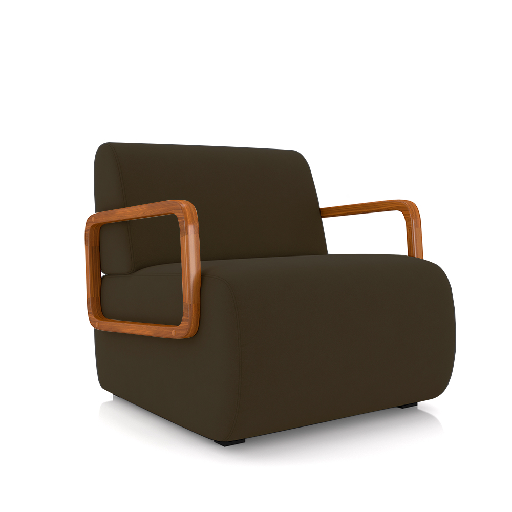 Kit 2 Poltronas Decorativa Sala de Estar Odessa Braços em Madeira Veludo Marrom G33 - Gran Belo